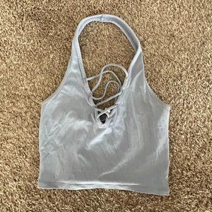 Holter crop top with open back